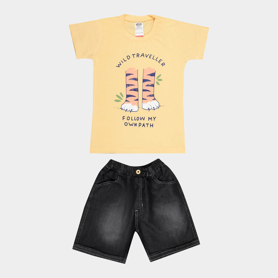 Boys Cotton Baba Suit, Yellow, large image number null