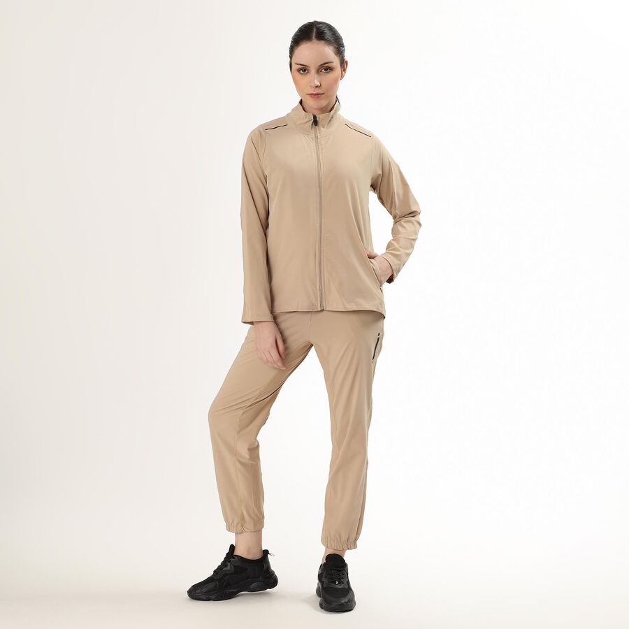 Women's Light Beige High Neck Sportswear Jacket, Beige, large image number null