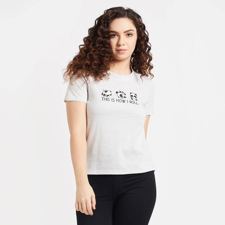 Round Neck T-Shirt, Ecru Melange, large image number null