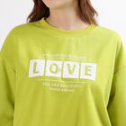 Women's Bright Lime Green Crew Neck Casual Sweatshirt, हल्का हरा, small image number null