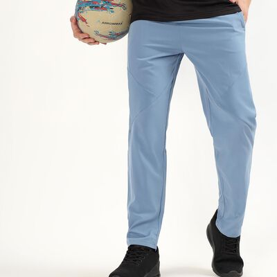 Men's Light Steel Blue Regular Fit Reflective Detail Track Pants