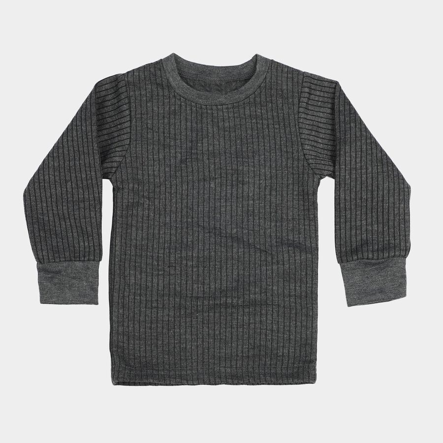Boys Charcoal Long Sleeve Thermal, चारकोल, large