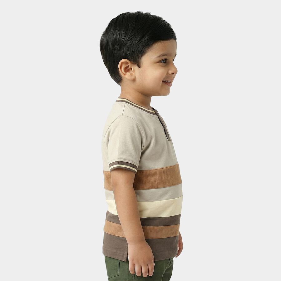 Boys Brown Cotton Round Neck Casual Boys T-Shirt, भूरा, large