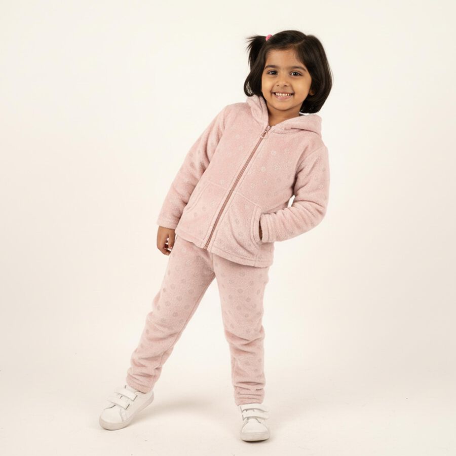 Girls Soft Dusty Pink Hoodie Casual Hipster Set, गुलाबी, large image number null
