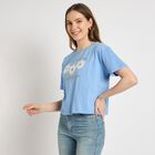 Ladies' 100% Cotton Crop  Top, Light Blue, small