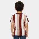 Boys' Maroon Round Neck Vertical Striped T-Shirt, Maroon, small