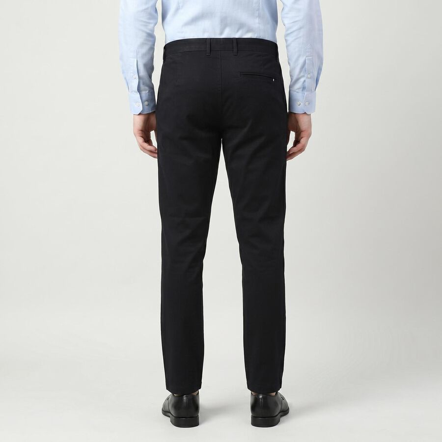 Men's Navy Blue Slim Fit Casual Trousers, Navy Blue, large