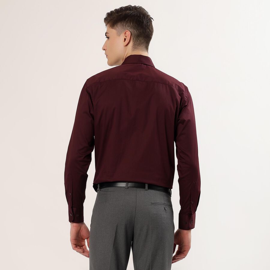 Men's Wine Spread Collar Slim Fit Formal Shirt, Wine, large
