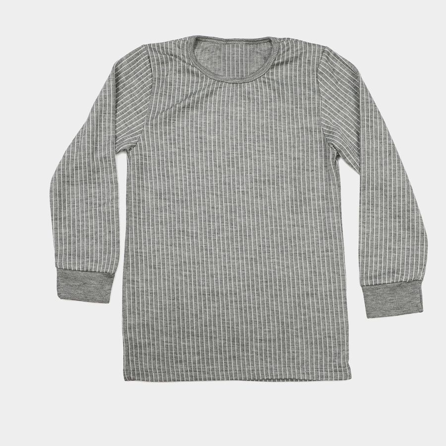 Boys' Grey Long Sleeve Thermal, Melange Mid Grey, large