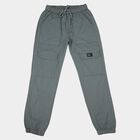 Boys Mid Blue Regular Fit Cargo Trousers, मध्यम नीला, small