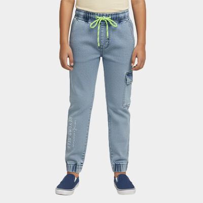 Boys Light Blue Jogger Fit Cargo Jeans