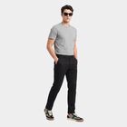Men's Black Slim Fit Chino Trousers, काला, small