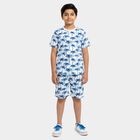 Boys White Cotton Round Neck Solid Night Suit, White, small