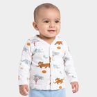 Infants White Cotton V-Neck Regular T-Shirt, White, small