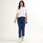 Women's Bright White Half Sleeve Classic Collar Casual Shirt, White, small
