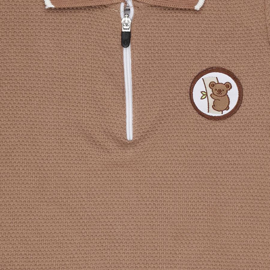 Infants Beige Cotton Polo Neck Preppy T-Shirt, गहरा पीला, large