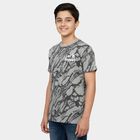 Boys Light Grey Cotton Round Neck Casual Half Sleeve T-Shirt, Light Grey, small