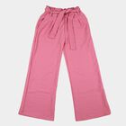 Girls Pink Wide-Leg Textured Trousers, Pink, small