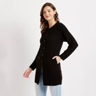 Round Neck Long length Cardigan, Black, small image number null