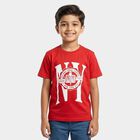 Boys Red Round Neck Casual Half Sleeve T-Shirt, Red, small