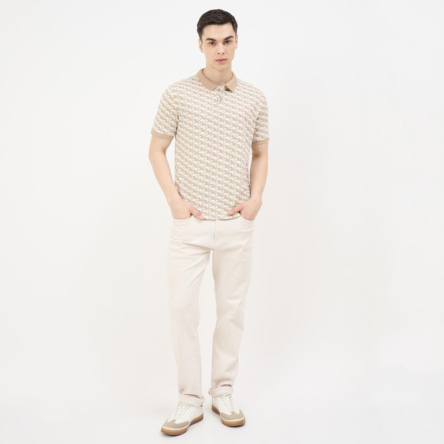 Men's Brown 100% Cotton Polo Collar Preppy T-Shirt, Brown, large