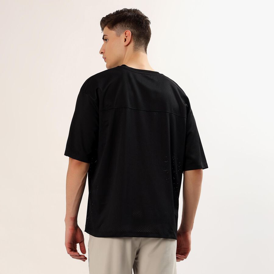 Men's Black V-Neck Athleisure Drifit T-Shirt, Black, large