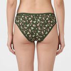 Women's Olive Green Regular Fit Floral Print Panty, Olive, small