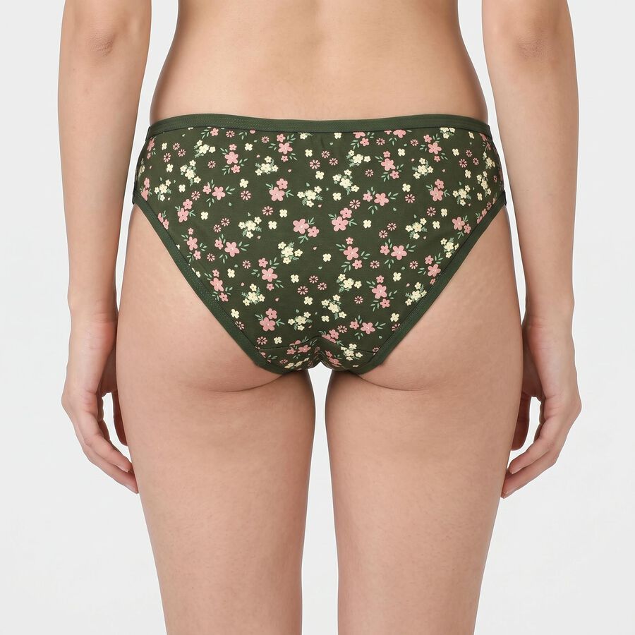 Women's Olive Green Regular Fit Floral Print Panty, Olive, large
