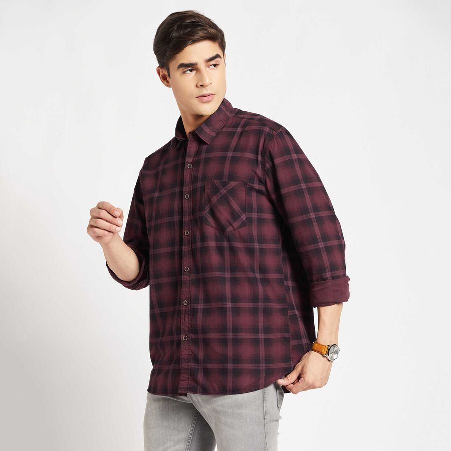 Checks Casual Shirt, Maroon, large image number null