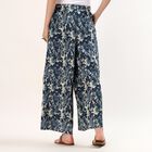 Women's Navy Blue Relaxed Fit Printed Palazzos, ऑफ व्हाइट, small