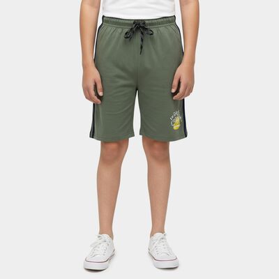 Boys' Light Green Regular Fit Graphic Printed Bermuda Shorts