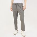 Men's Light Grey Slim Fit Flat-Front Casual Trousers, Light Grey, small