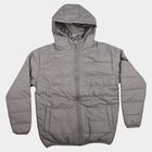 Boys Grey Hooded Puffer Jacket, Light Grey, small