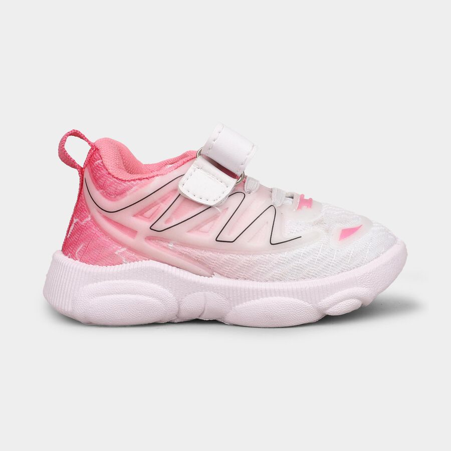 Girls Bright Pink Velcro Casual Shoes, Pink, large