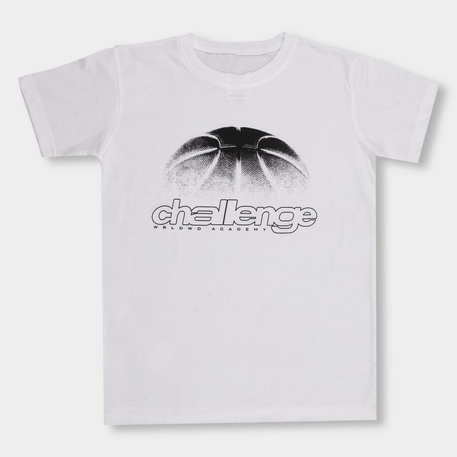Boys' Half Sleeves T-Shirt , White, large image number null