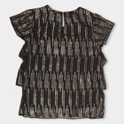 Girls' Jet Black Round Neck Partywear Tunic T-Shirt, काला, small image number null