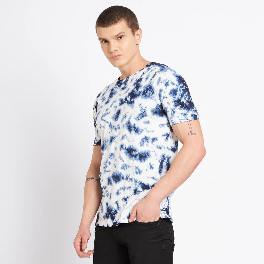 Cotton Round Neck T-Shirt, Navy Blue, large image number null