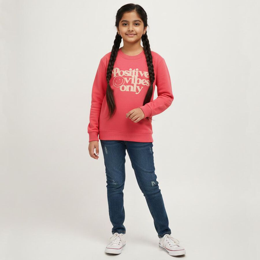 Girls' Sweatshirt, Coral, large image number null