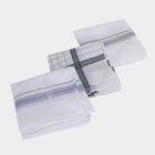 Men's White Striped and Checked Pack of 3 Handkerchief, हल्का ग्रे, small