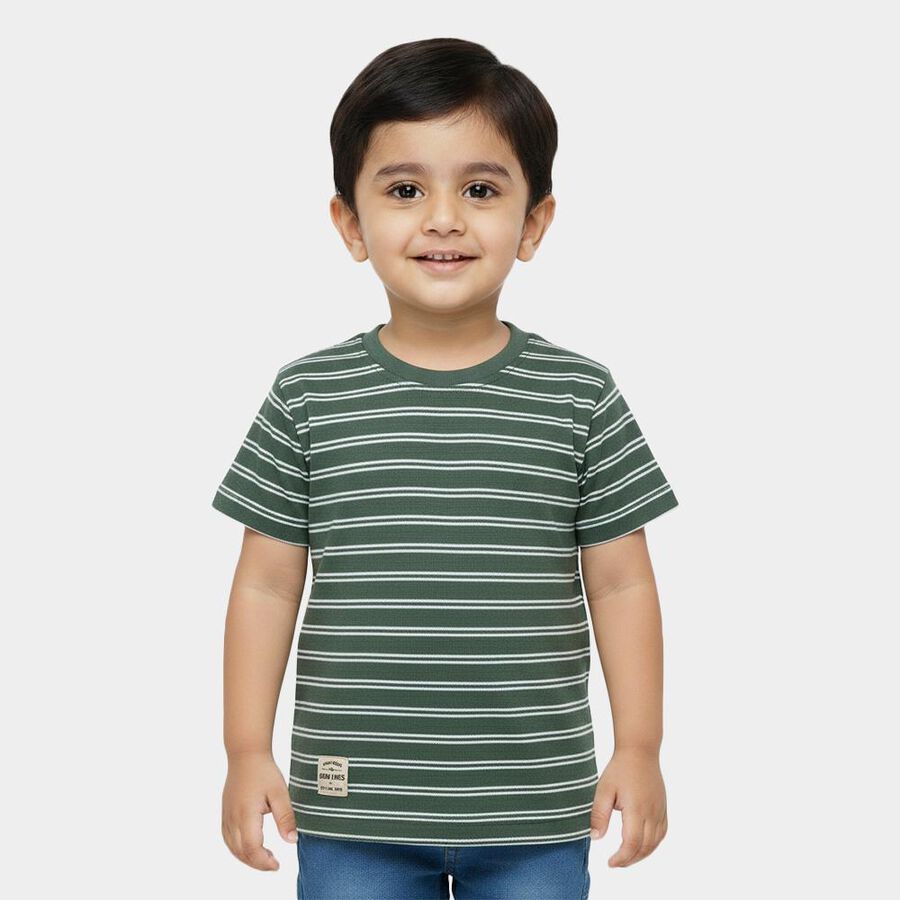 Boys' Half Sleeves T-Shirt, Dark Green, large