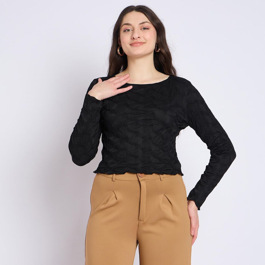 Ladies'  Crop  Top, Black, large image number null