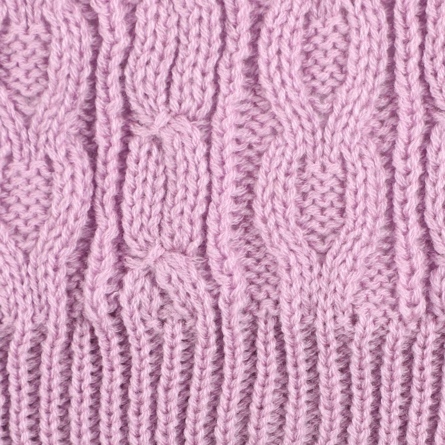 Girls Soft Pink Cable Knit Winter Cap, Lilac, large image number null
