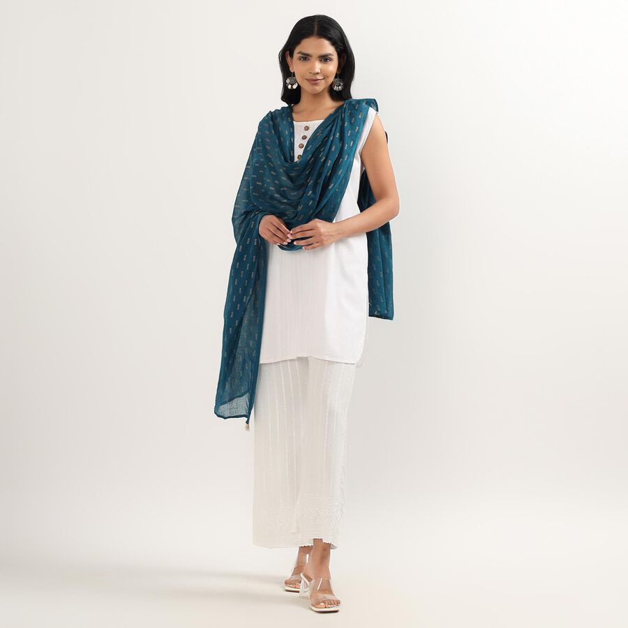 Ladies' Dupatta, Teal Blue, large image number null