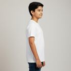 Boys Bright Snow White Round Neck Casual Half Sleeve T-Shirt, White, small image number null