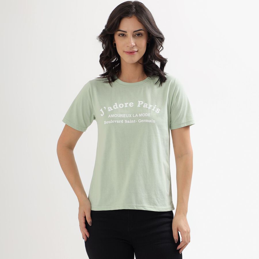 Women's Mint Green Round Neck T-Shirt, हल्का हरा, large image number null