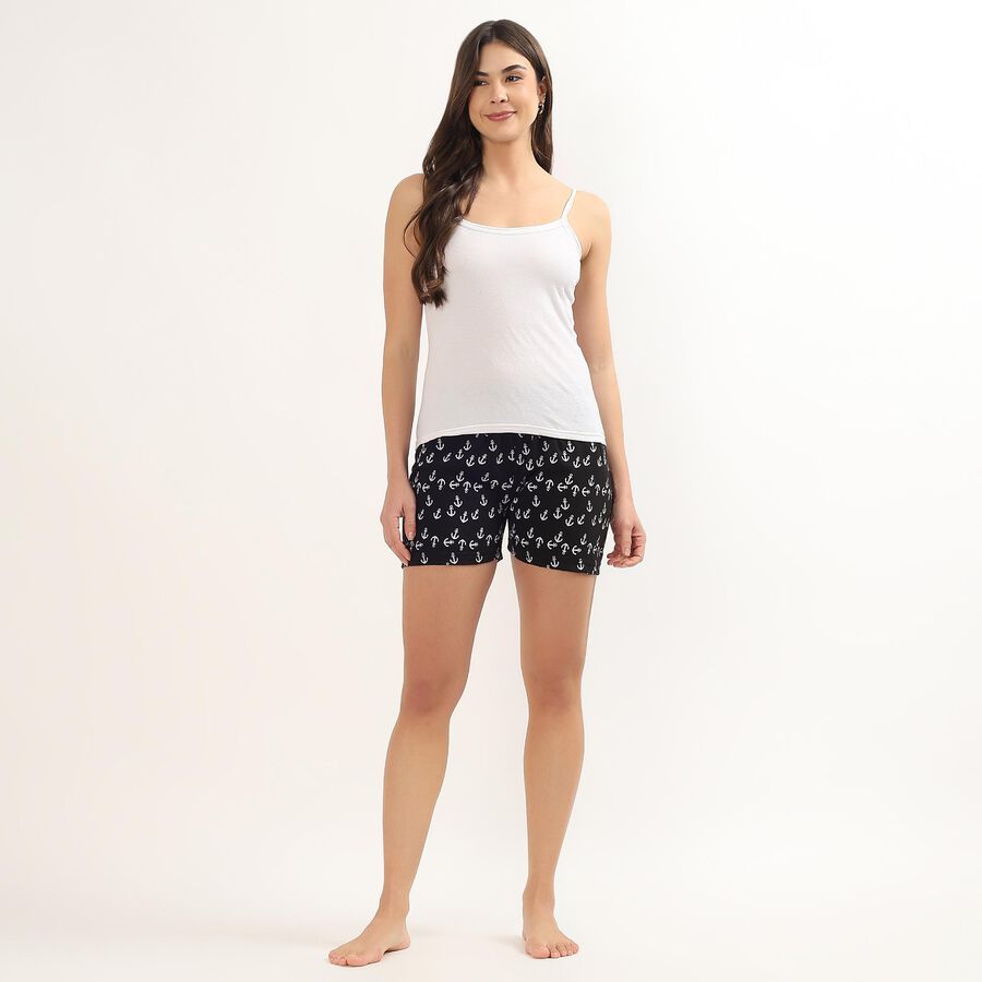 Women's Light Gray Regular Fit Drawstring Jersey Shorts, काला, large