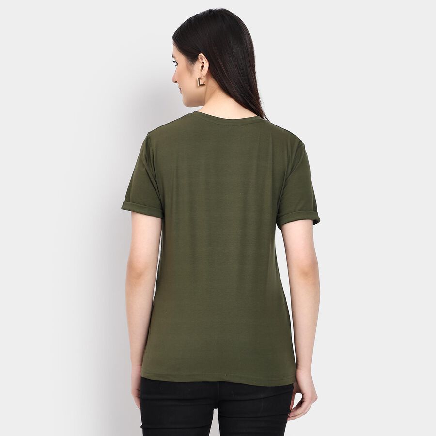 Ladies' Round Neck T-Shirt , Olive, large