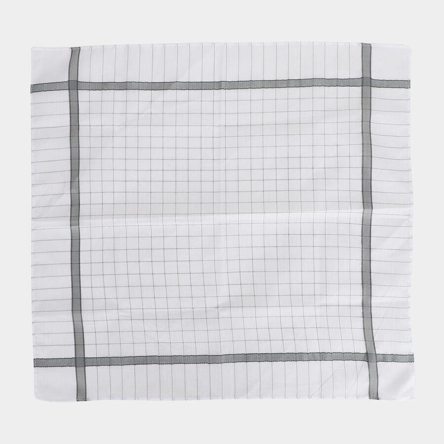 Men's White Striped and Checked Pack of 3 Handkerchief, हल्का ग्रे, large