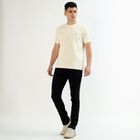 Men's Light Beige Crew Neck Athleisure T-Shirt, एक्रू मिश्रित, small