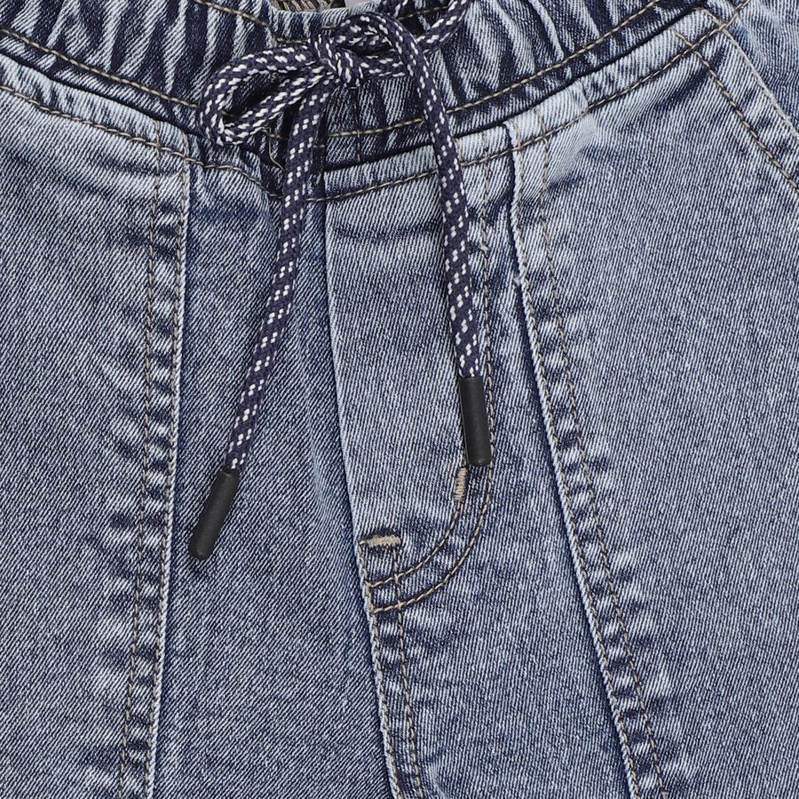 Boys' Stonewashed Blue Cargo Fit Elasticated Jeans, हल्का नीला, large image number null